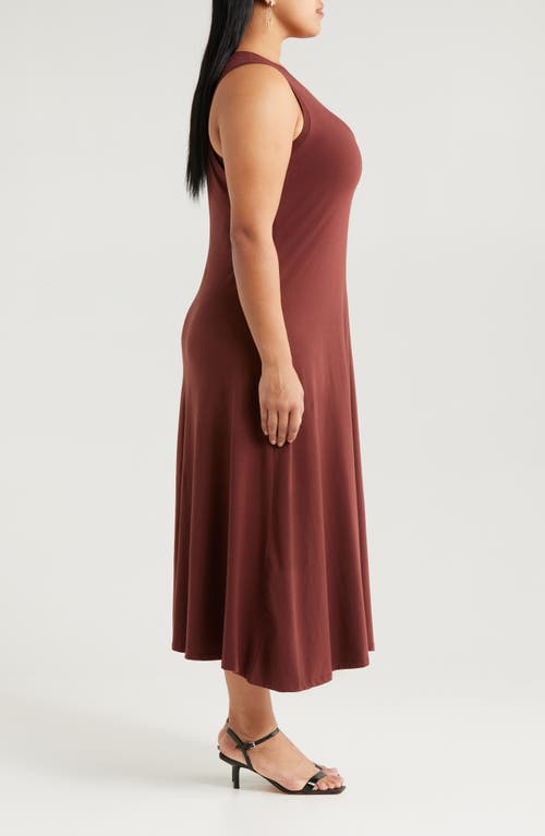 Nordstrom Sleeveless Cotton Knit Dress In Brown Raisin