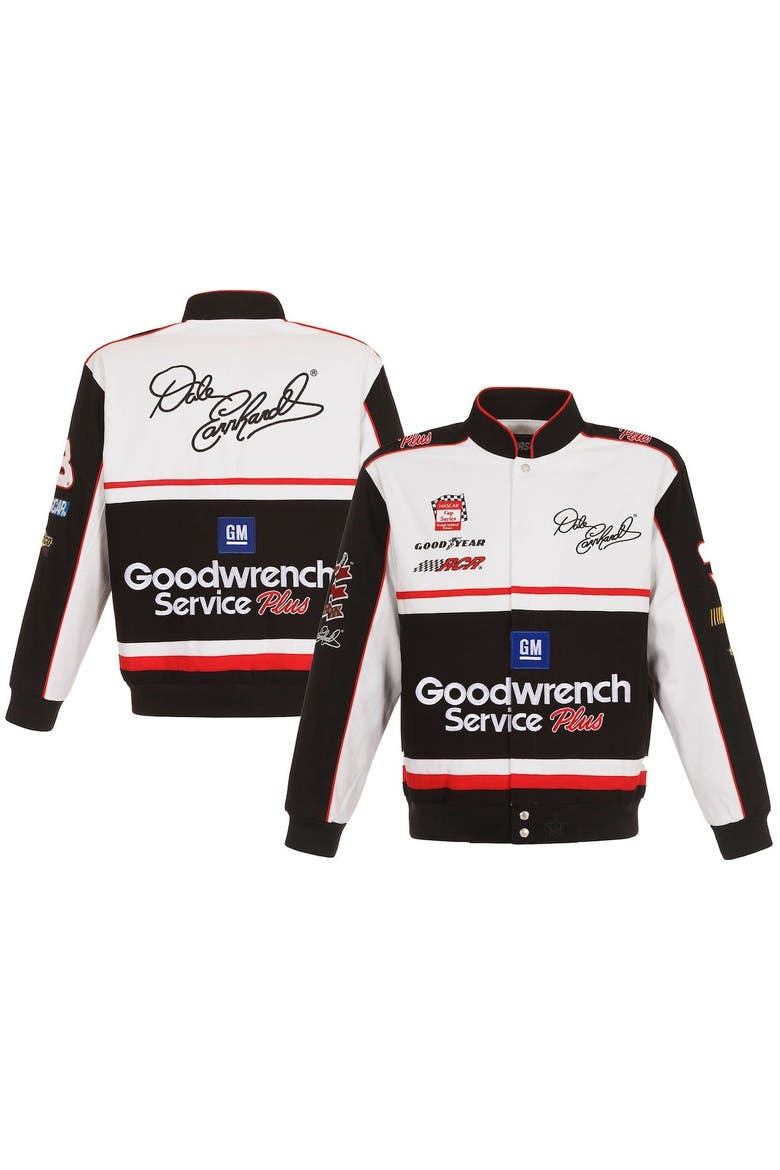 Men's JH Design White/Black Dale Earnhardt Goodwrench Twill Uniform Full-Snap Jacket, Alternate, color, White