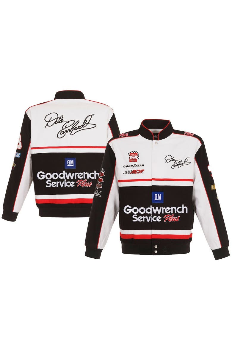 JH DESIGN Men's JH Design White/Black Dale Earnhardt Goodwrench Twill Uniform Full-Snap Jacket, Alternate, color, White