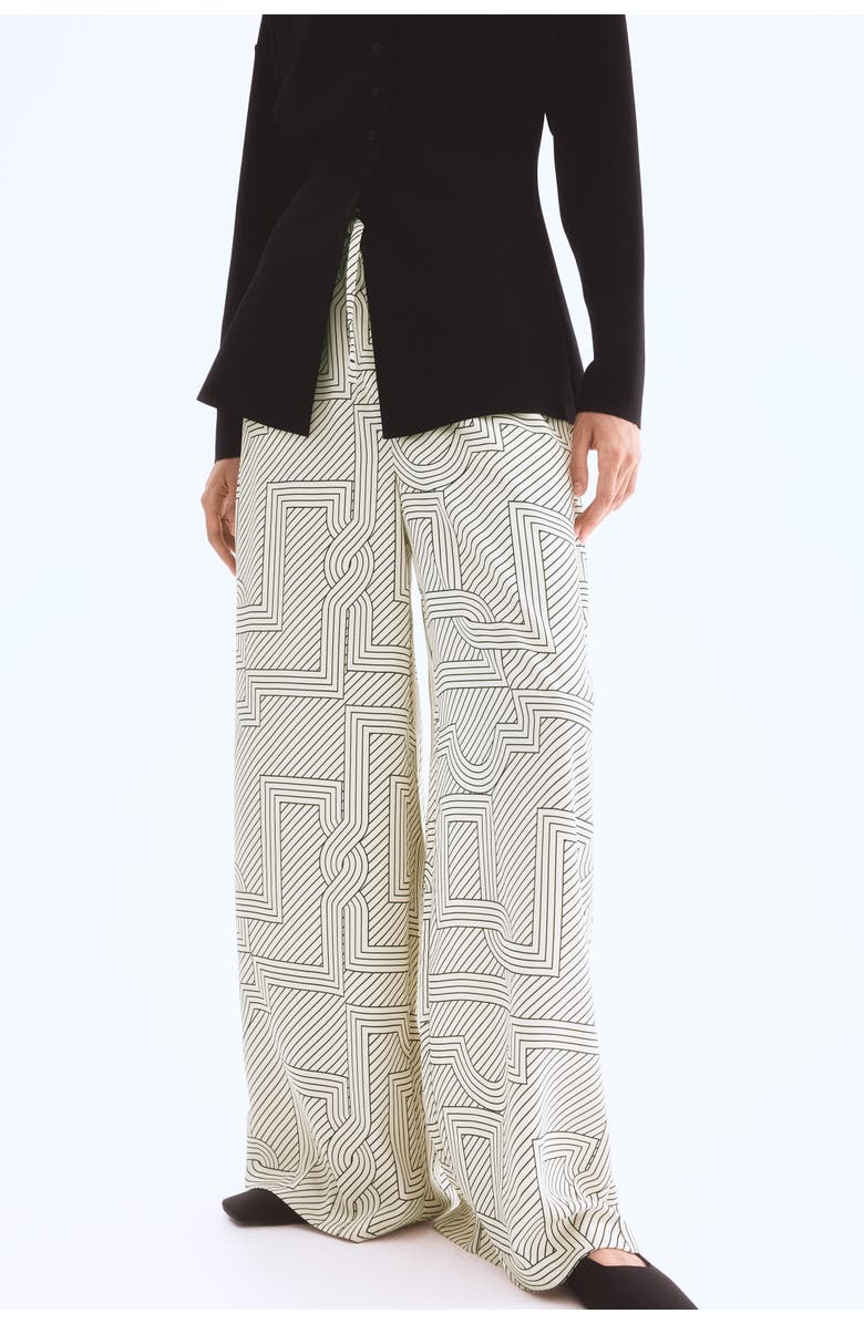 H&M Wide Trousers, Alternate, color, Cream/Patterned