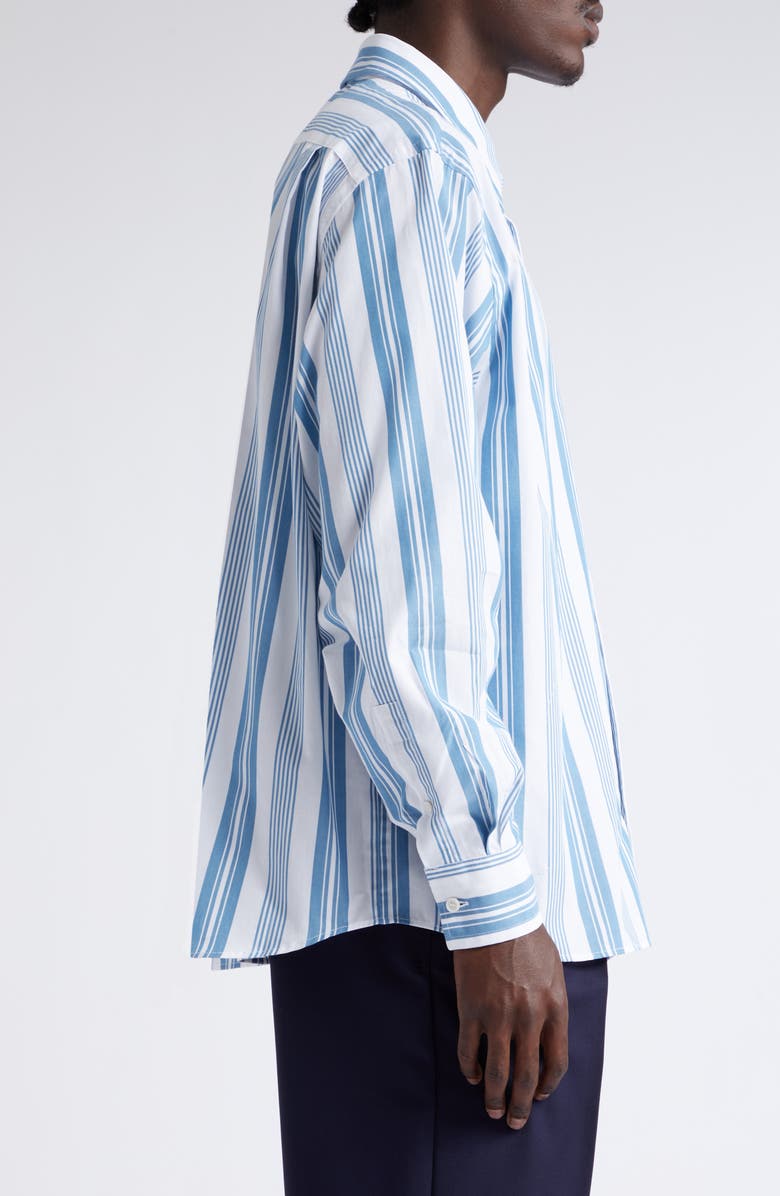 Acne Studios Gender Inclusive Stripe Face Patch Button-Up Shirt, Alternate, color,