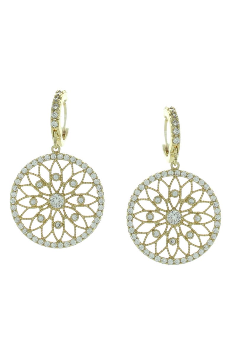 OLIVIA WELLES Crystal Embellished Filigree Circle Drop Earrings, Main, color, Gold / Crystal