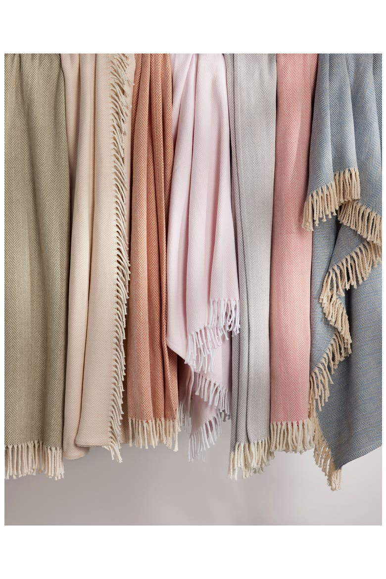 Celine Fringed Herringbone Cotton Throw, Alternate, color, SILVERSAGE