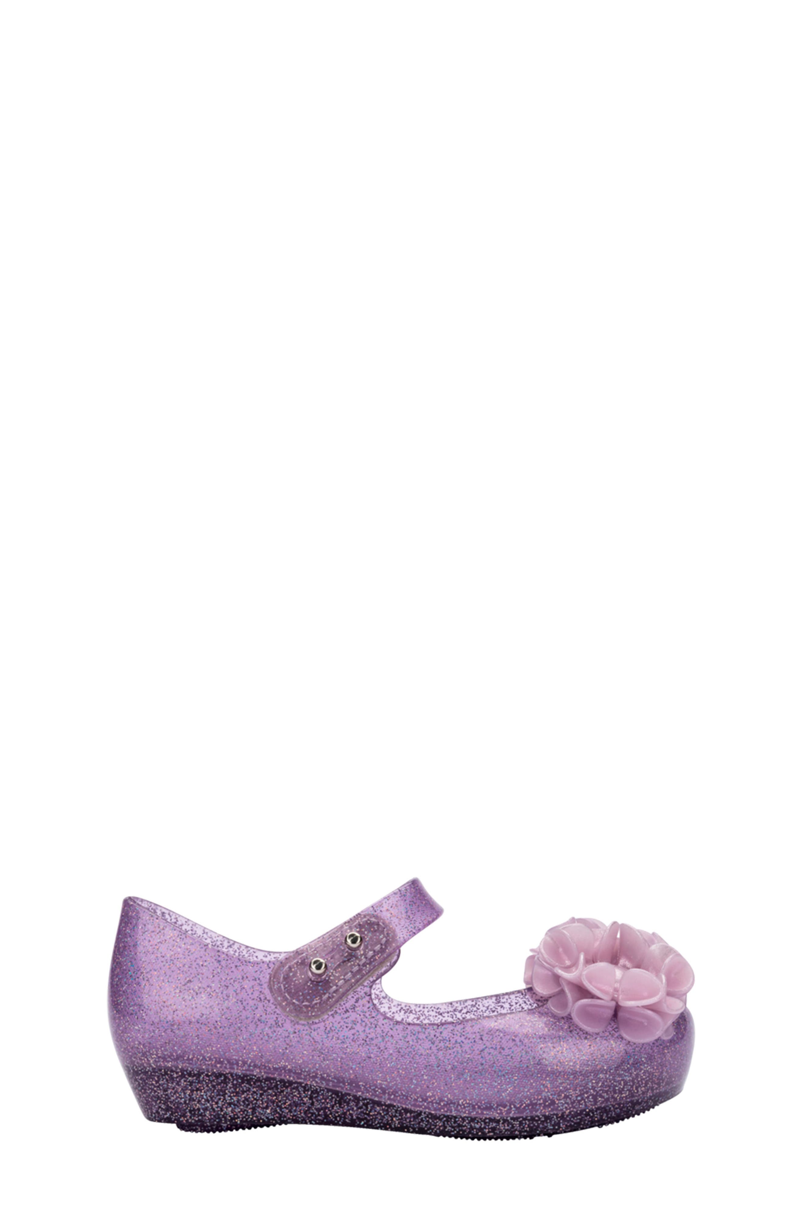 Mini Melissa Kids' Mini Ultragirl Springtime Mary Jane Flat, Alternate, color, Lilac Glit