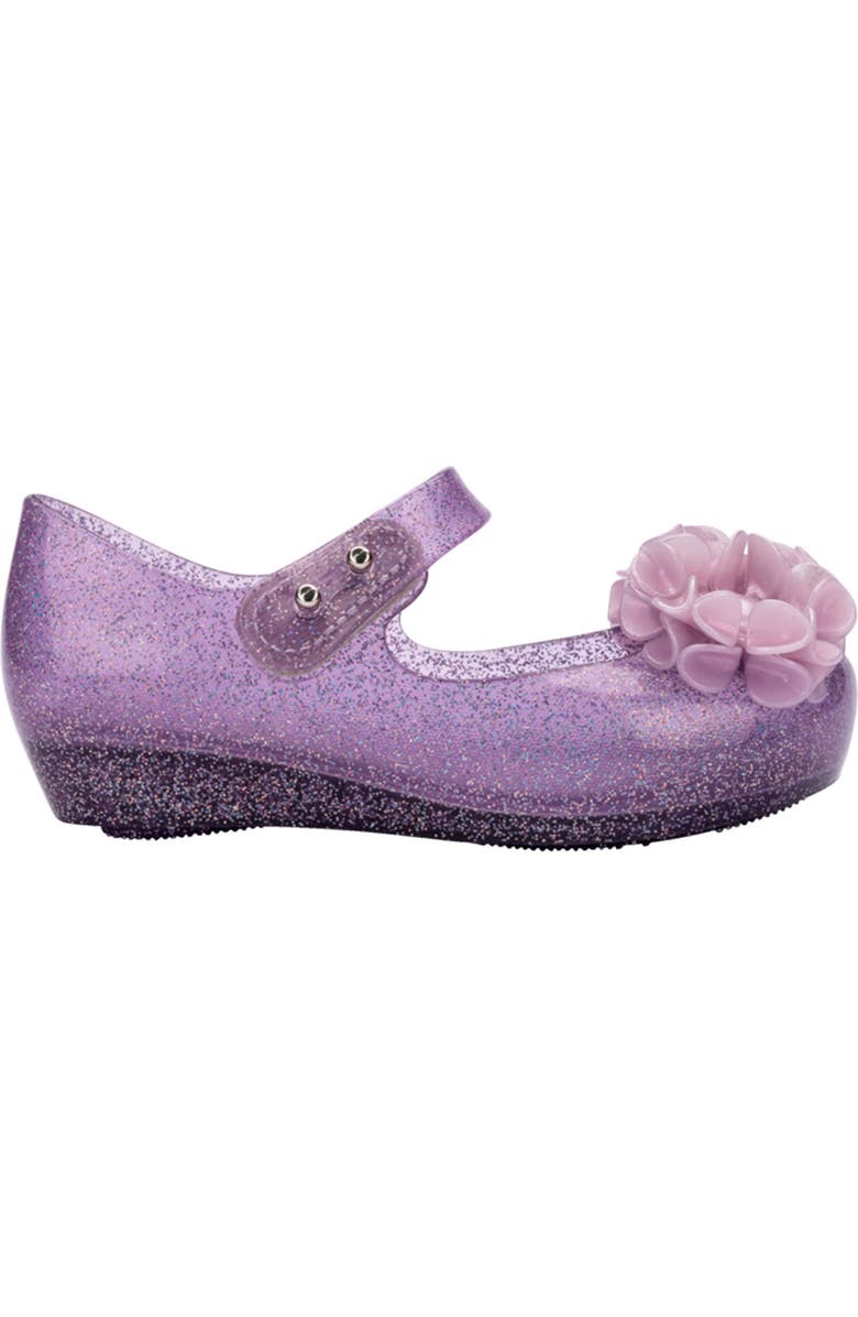 Mini Melissa Kids' Mini Ultragirl Springtime Mary Jane Flat, Alternate, color, Lilac Glit