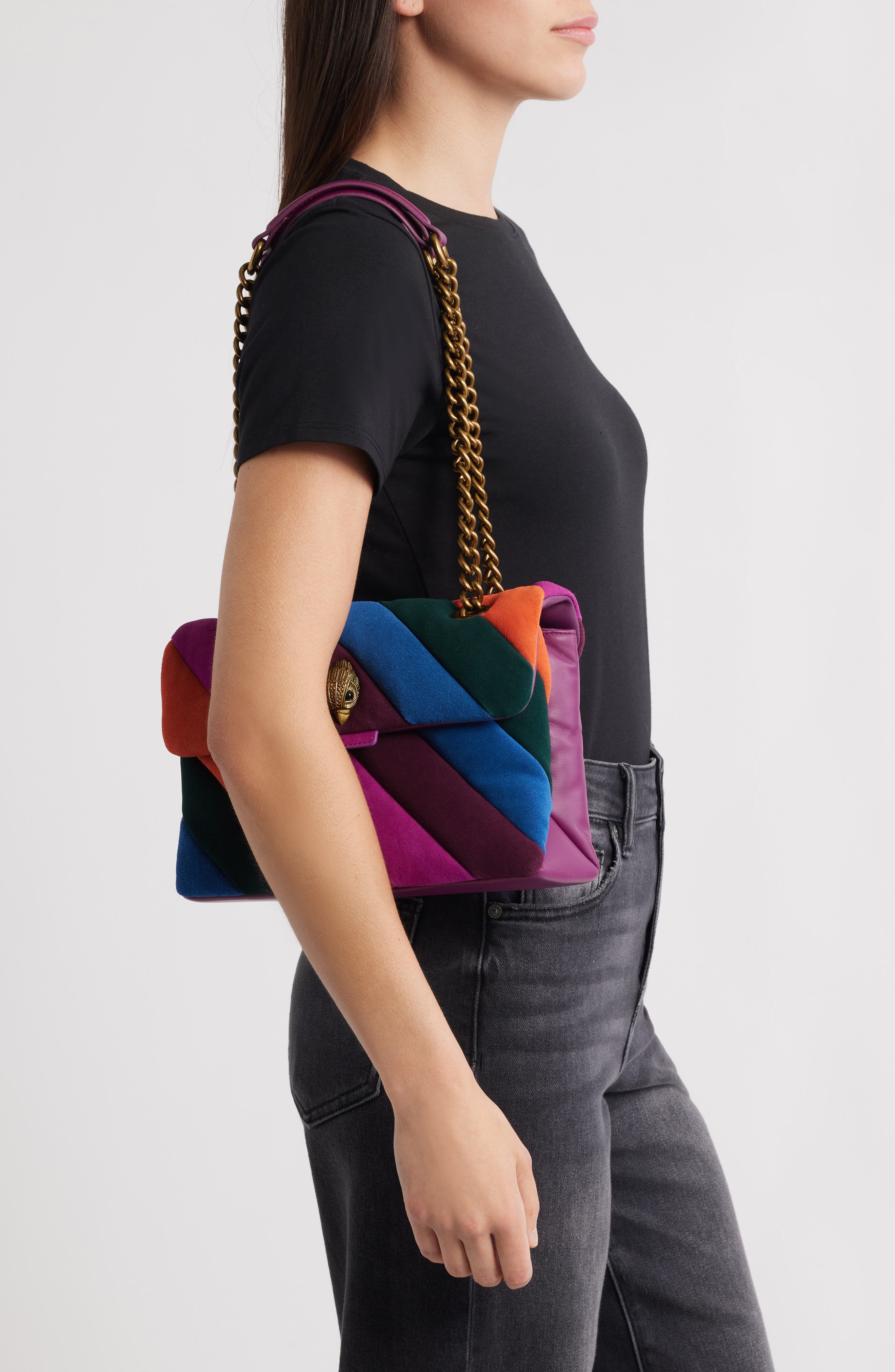 Kurt Geiger London Soho Quilted Suede Shoulder Bag, Alternate, color, 