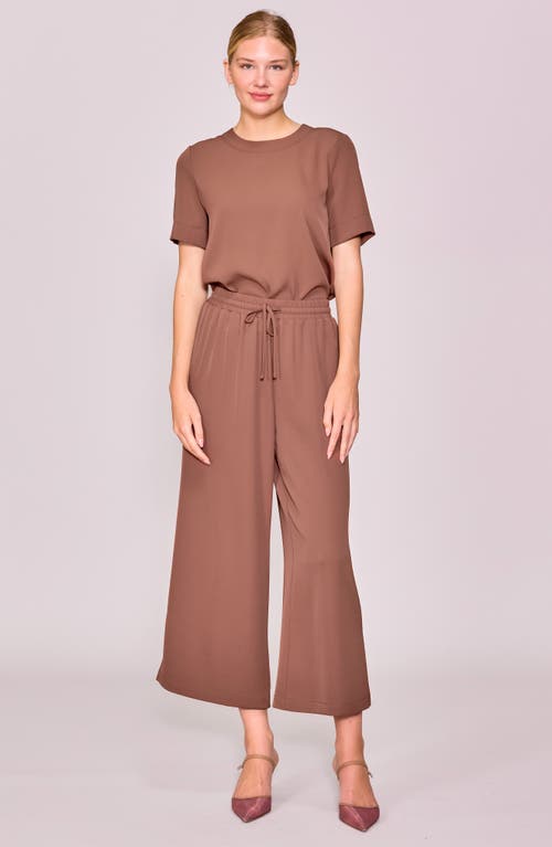 Melloday Boxy Stretch Crepe T-shirt In Brown