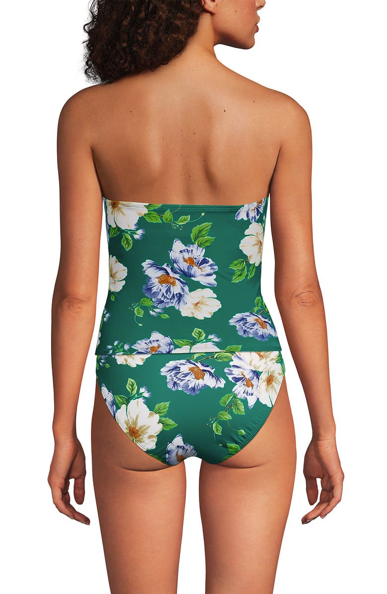 Lands' End Slender Bandeau U-Wire Tankini Swimsuit Top, Alternate, color, Island Emerald Petunia Floral