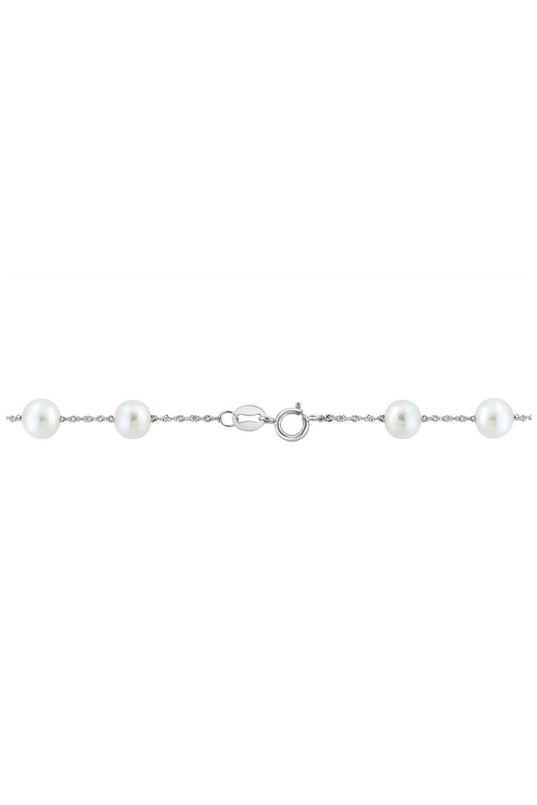 14k Gold Cultured Pearl Station Necklace, Alternate, color, WHITE