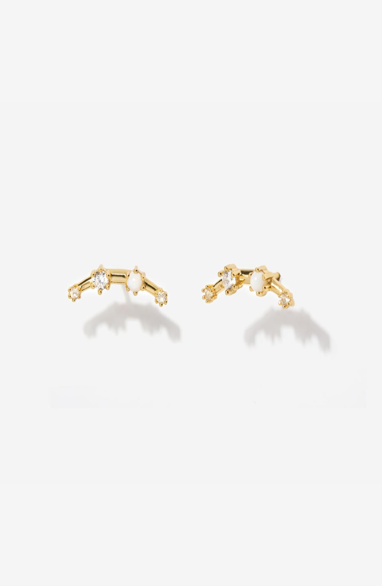 Little Sky Stone Elara Crawler Earrings, Main, color, Gold / White