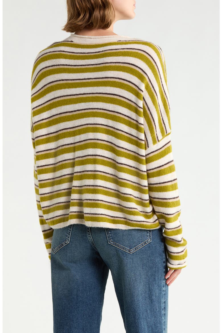 Striped Roll Collar Cardigan, Alternate, color, MALTED