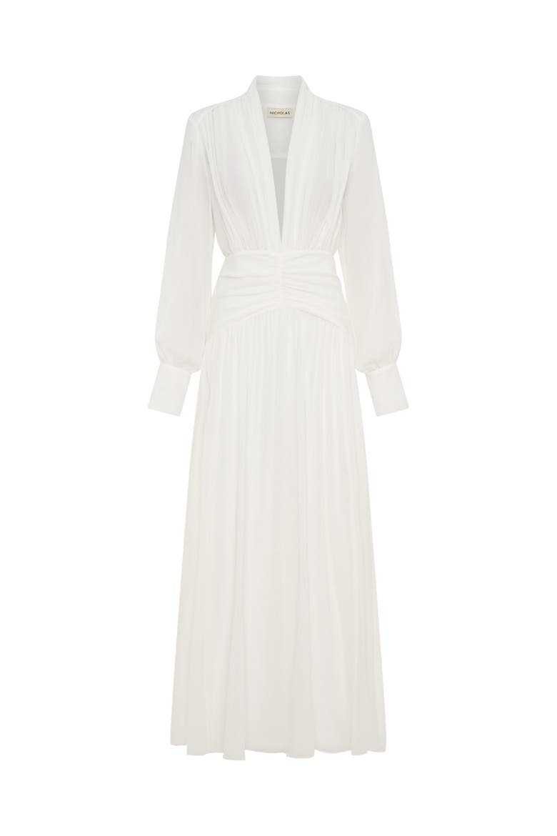 Jocelyn Silk Dress, Alternate, color, IVORY