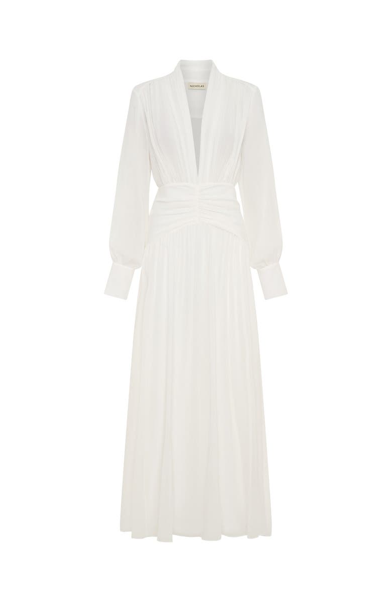 NICHOLAS Jocelyn Silk Dress, Alternate, color, Ivory