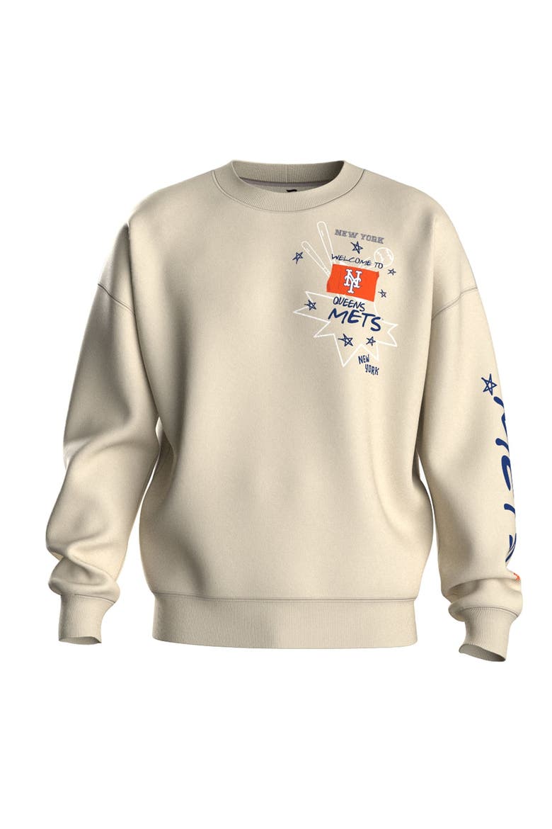 Women's Fanatics  Beige New York Mets Graffiti Fleece Sweatshirt, Alternate, color, Beige