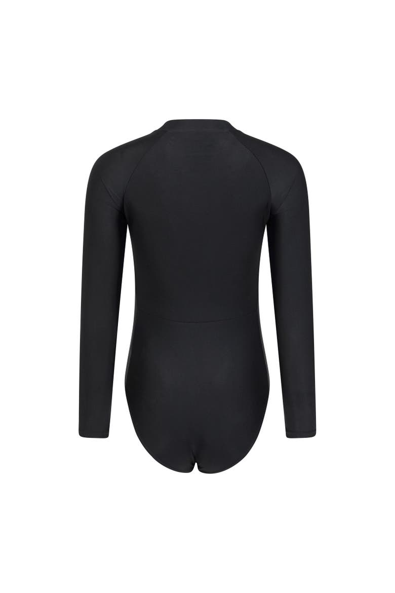 Surfer Long-Sleeved One Piece Bathing Suit, Alternate, color, Black