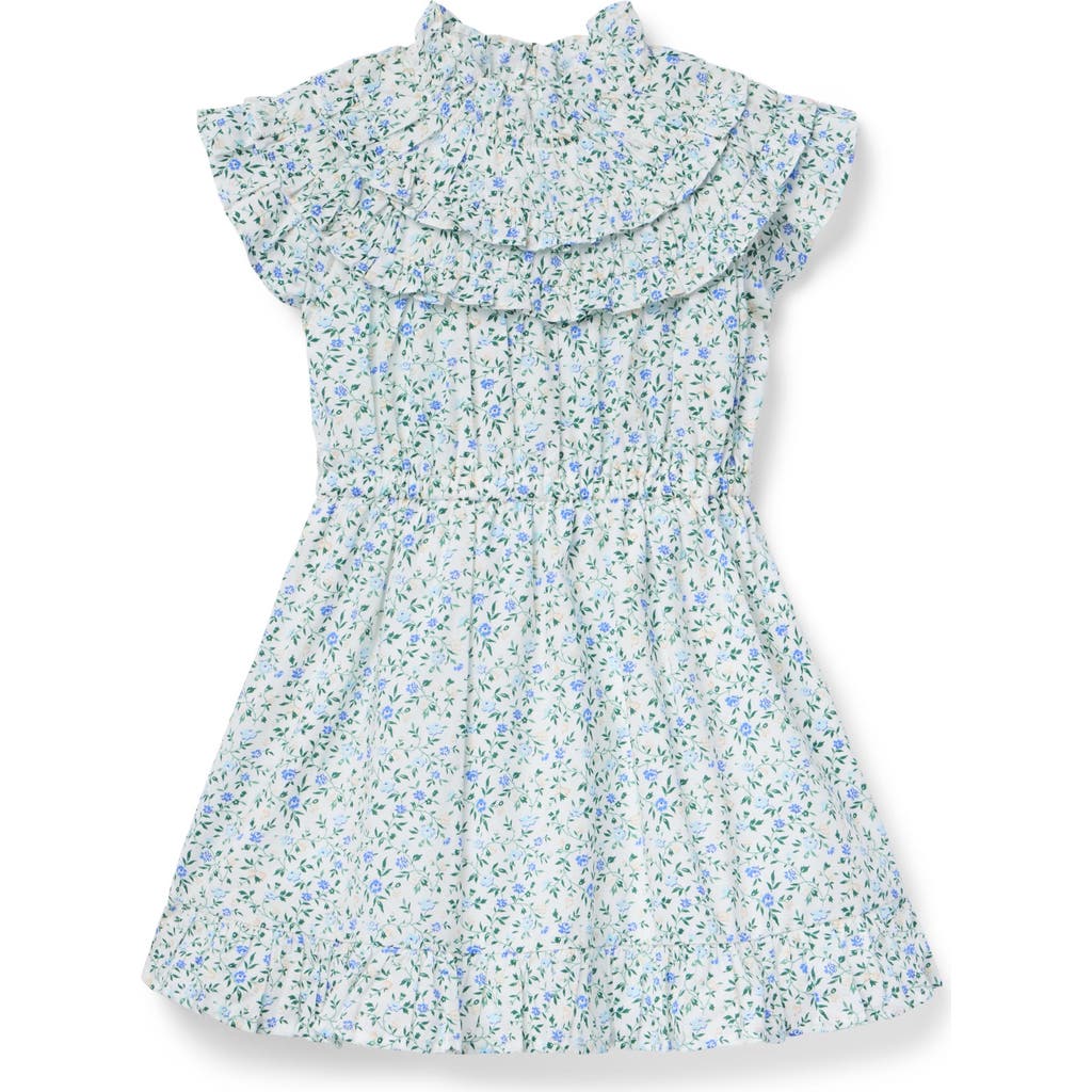 Janie And Jack Ditsy Floral Ruffle Dress In Green