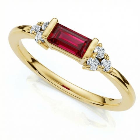 1/3Ct Thin Ruby Diamond Stackable Wedding Ring 14k Gold Lab Grown