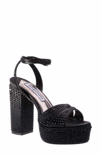 LADY COUTURE Rhinestone Platform Ankle Strap Sandal