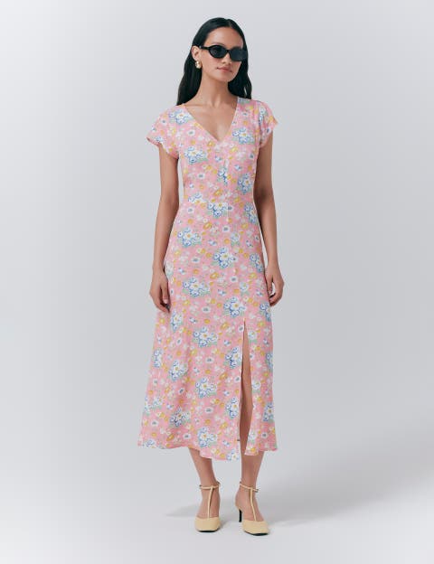Blair Crepe Floral Sleeveless Midi Dress