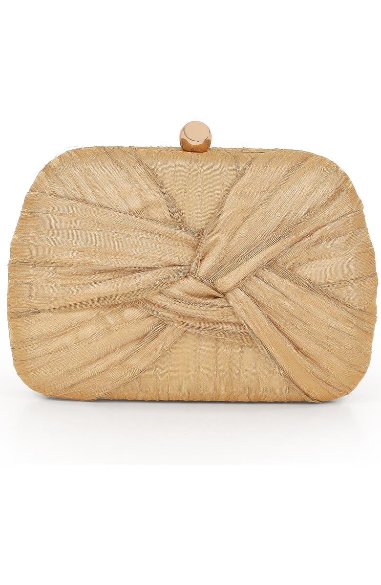 Jewel Badgley Mischka Jasmine Gold Lame' Twist Minaudiere, Main, color, Gold