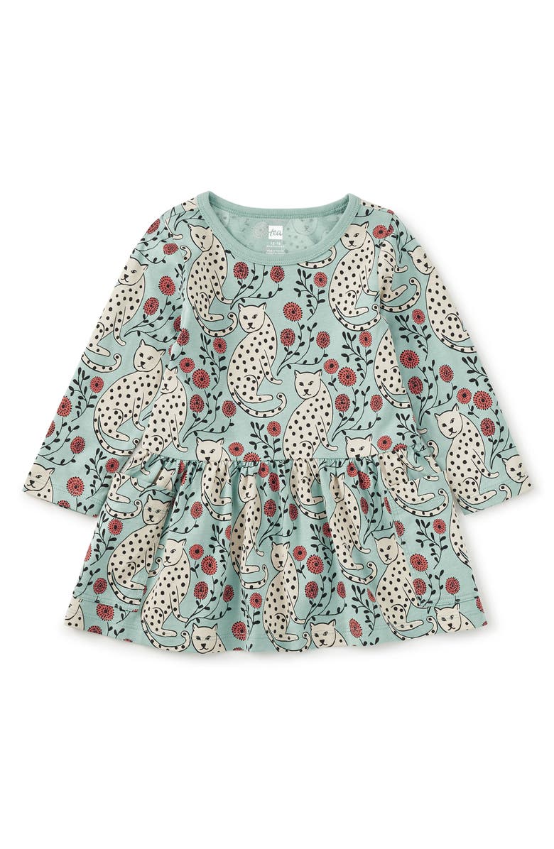 Tea Collection Long Sleeve Pocket Dress, Alternate, color, Leopard Floral