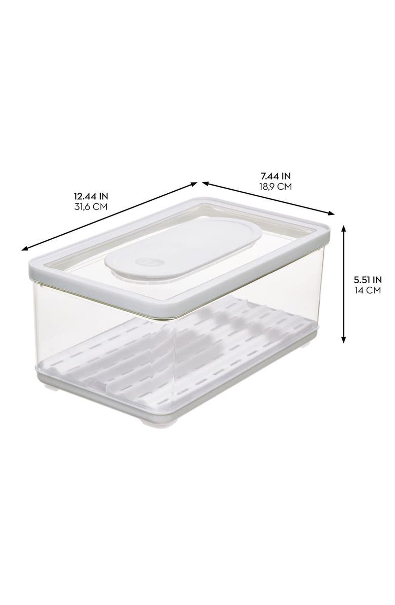 iDesign Large Fridge Produce Bin with Removable Drainage Tray and Lid - Set of 2 - Clear, Alternate, color, Clear/White/Green