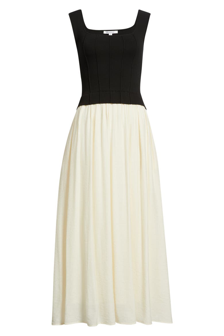 Mixed Media Dress, Alternate, color, BLACK IVORY