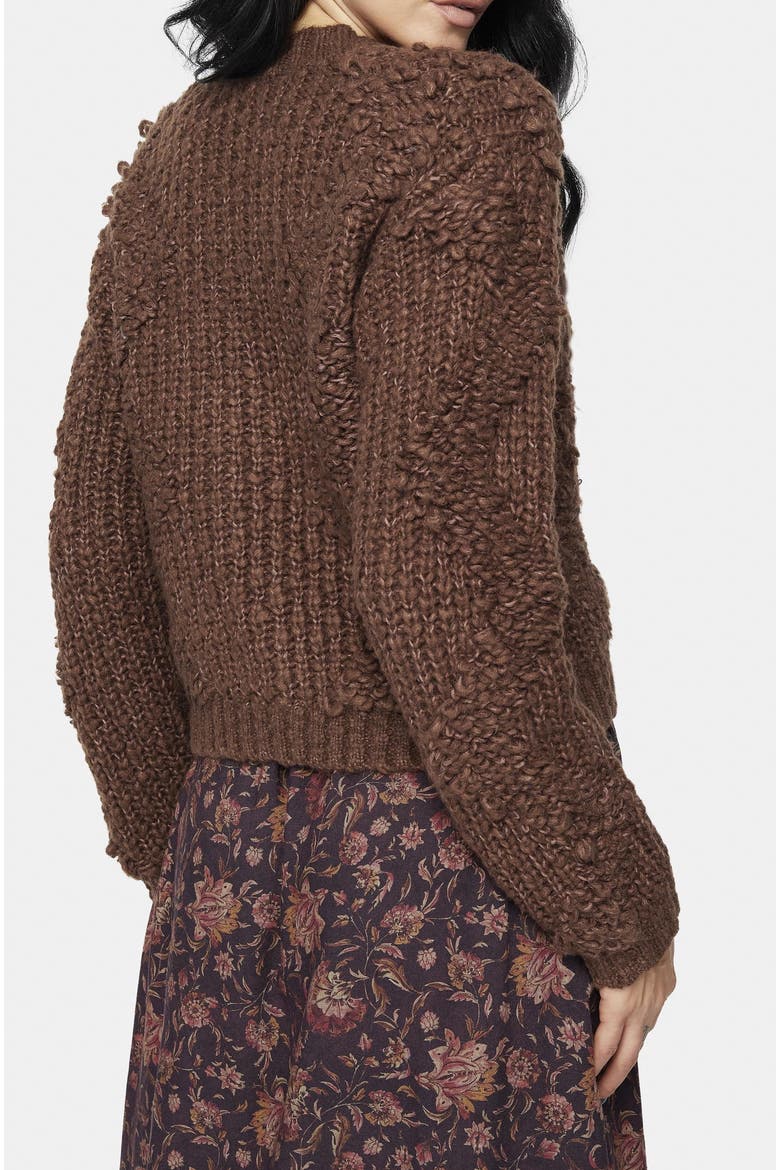 Aubrell Wave V-Neck Knit Cardigan, Alternate, color, Brown