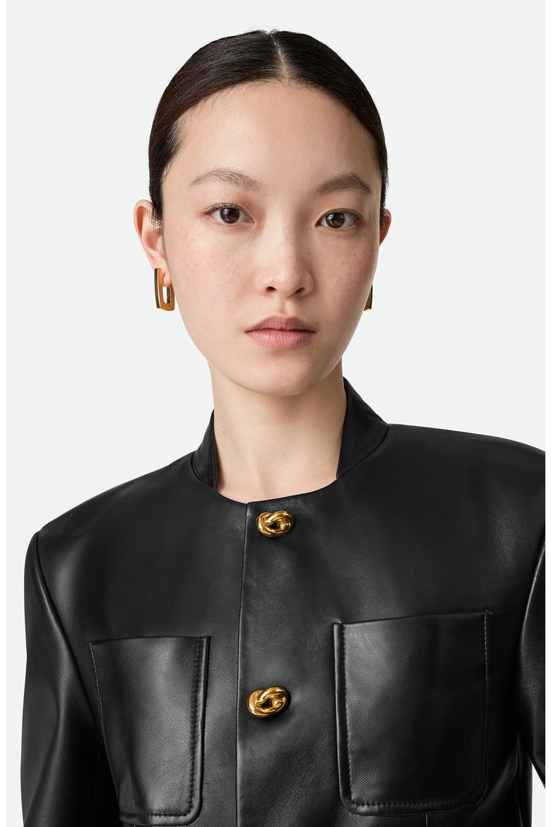Soft Napa Lambskin Leather Jacket with Knot Buttons, Alternate, color, BLACK