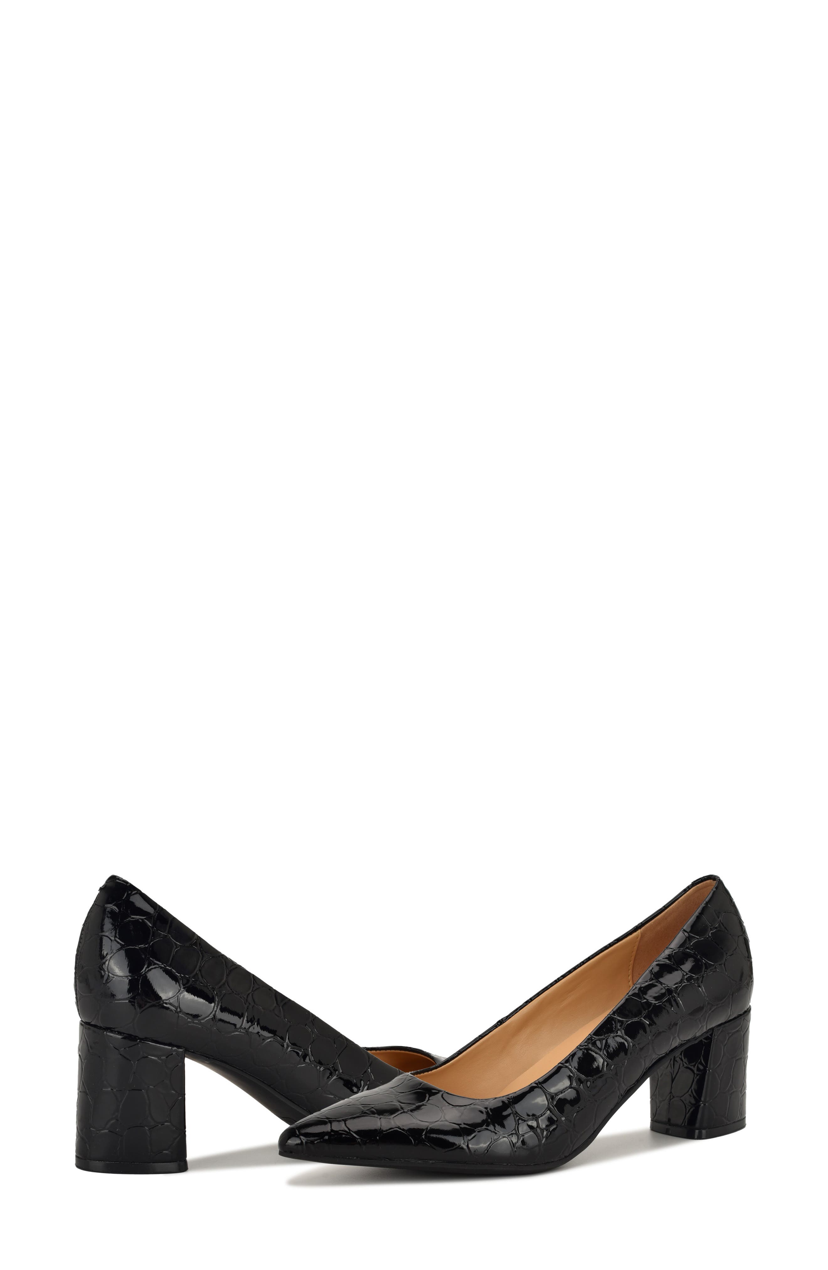 Nine West Kaylen Croc-Embossed Pump, Alternate, color, Black Croco