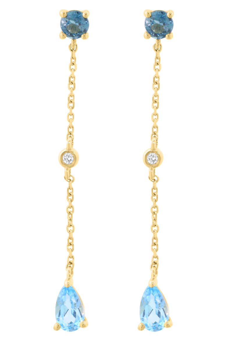 Gold Plated Sterling Silver Mixed Stone Chain Drop Earrings, Alternate, color, BLUE