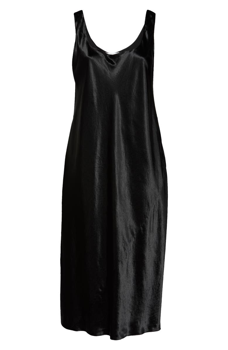 Vince Square Neck Satin Tank Dress, Alternate, color, Black