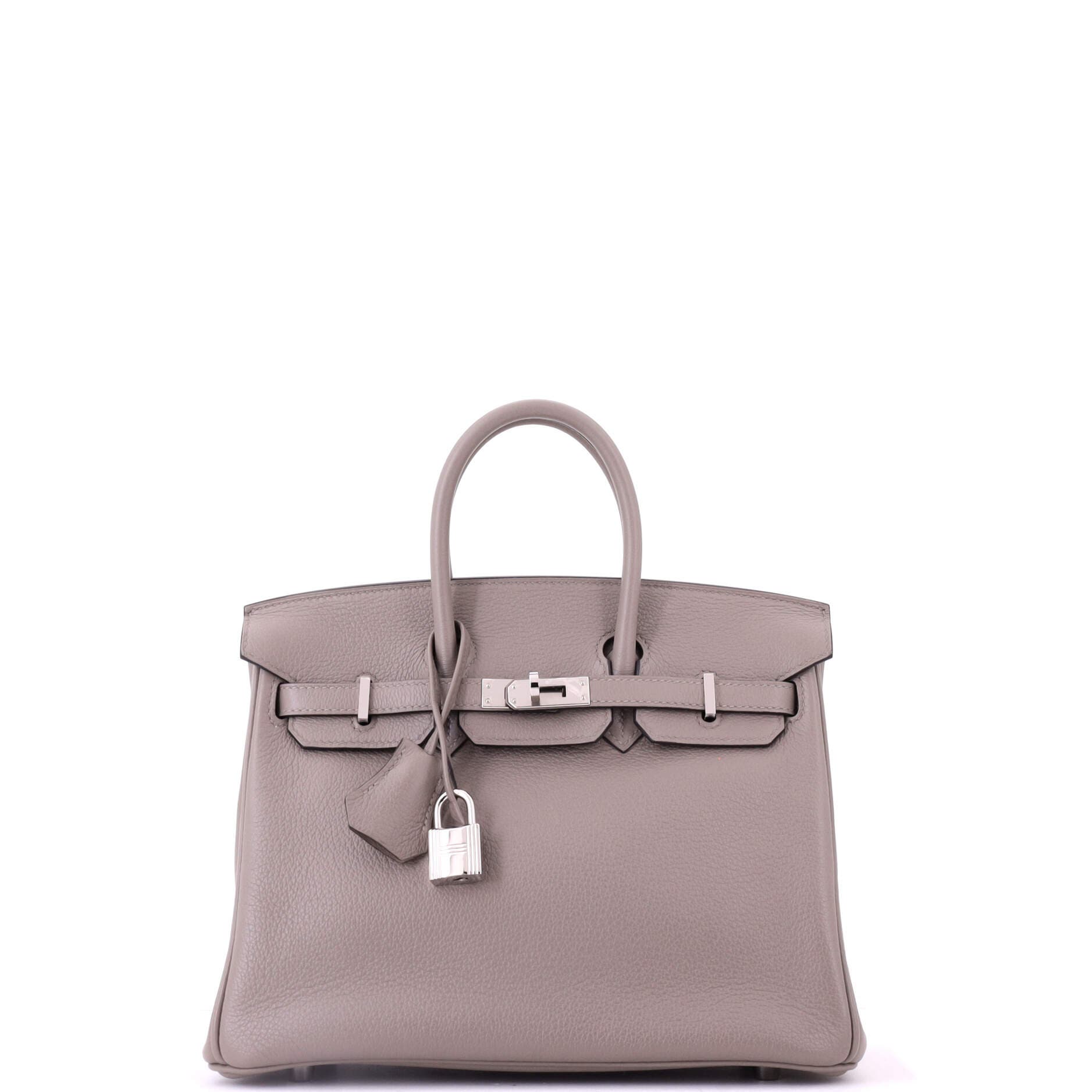 Pre-Owned Hermes Birkin Handbag Grey Novillo with Palladium Hardware 25, Main, color, Gris Asphalte