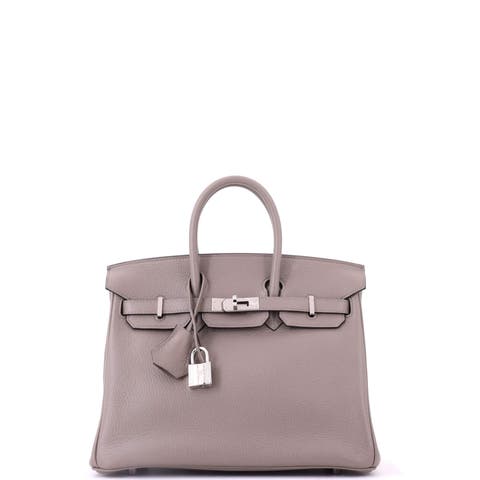 Birkin Handbag Grey Novillo with Palladium Hardware 25