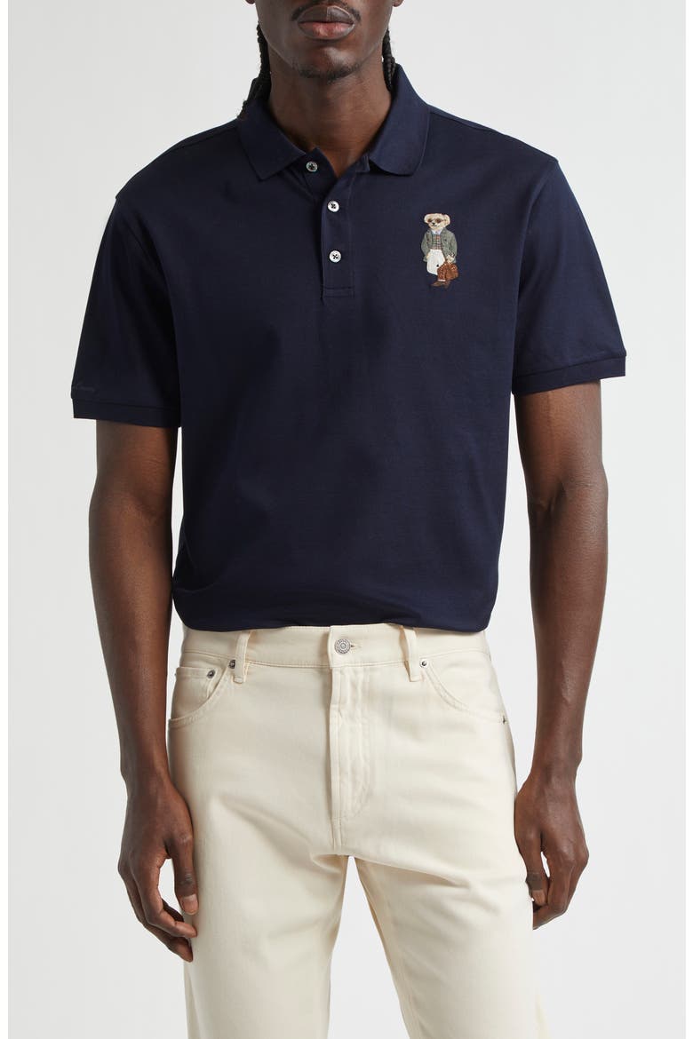 Polo Bear Patch Cotton Piqué Polo, Main, color, CLASSIC CHAIRMAN NAVY