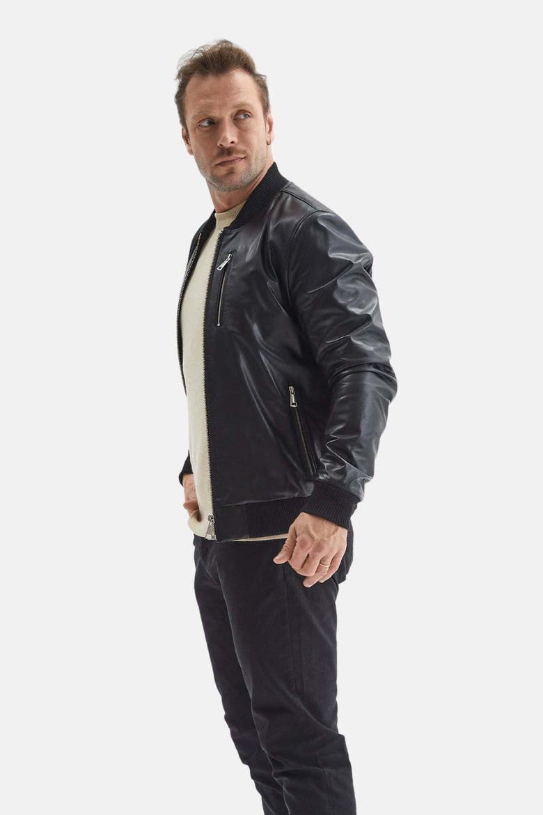 Jasper Leather Jacket, Alternate, color, Black