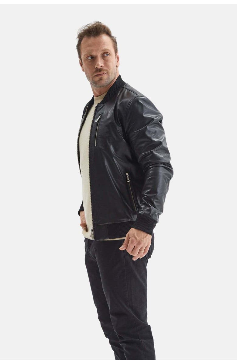 FURNIQ UK Jasper Leather Jacket, Alternate, color, Black