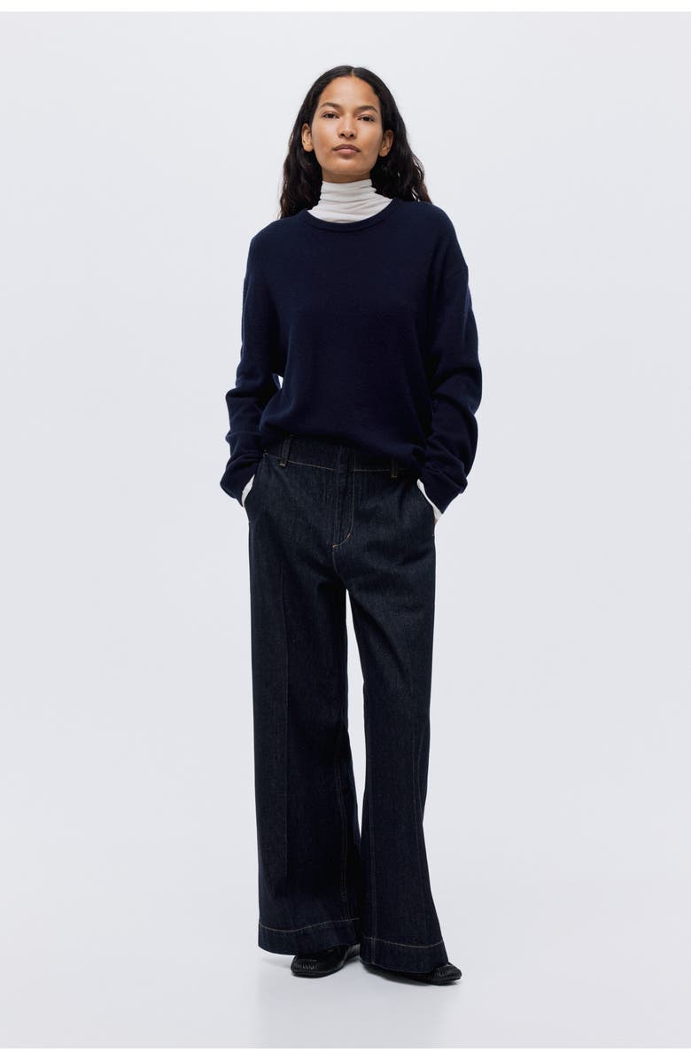 H&M Wide High Jeans, Alternate, color, Dark Denim Blue