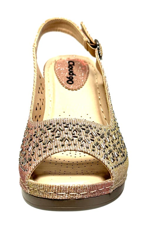 Ninety Union Anita Crystal Embellished Slingback Wedge Sandal In Champagne
