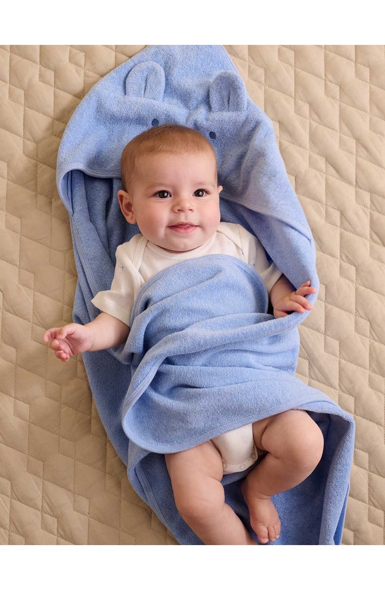 Purebaby Bear Hooded Towel, Alternate, color, Pale Blue Melange
