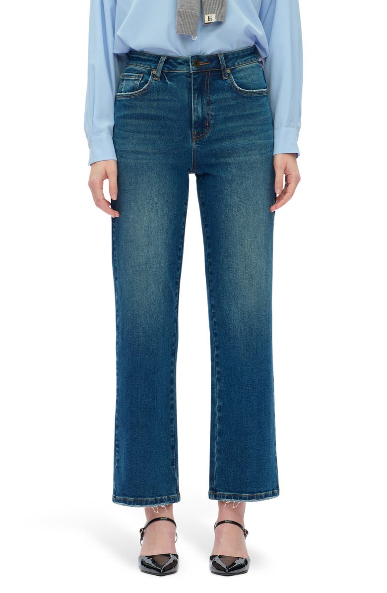 Bayeas High Waist Straight Leg Jeans, Main, color, Vintage Medium Blue