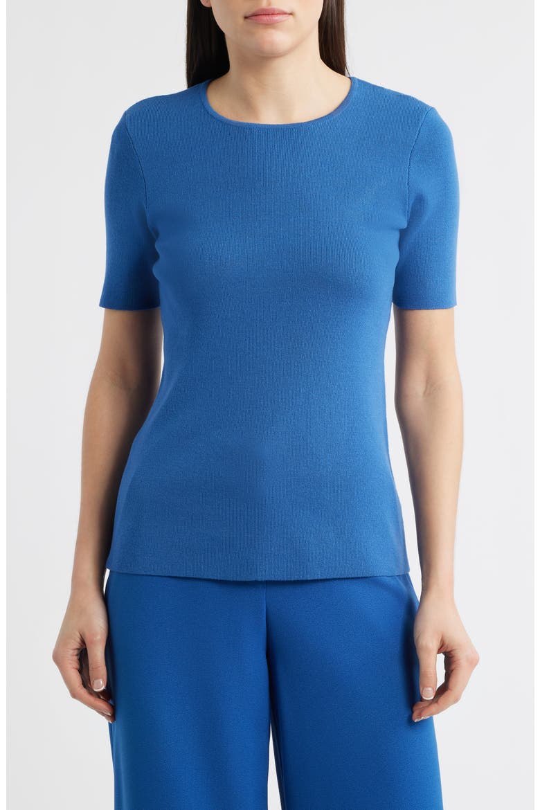 Short Sleeve Sweater, Main, color, RIVERSIDE BLUE