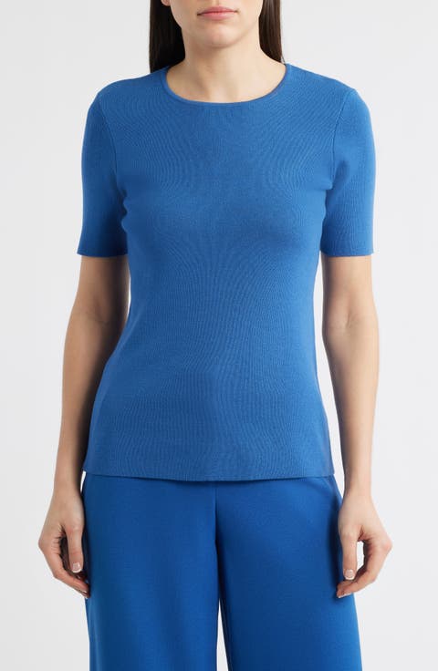 Tahari ASL Short Sleeve Sweater (Petite)