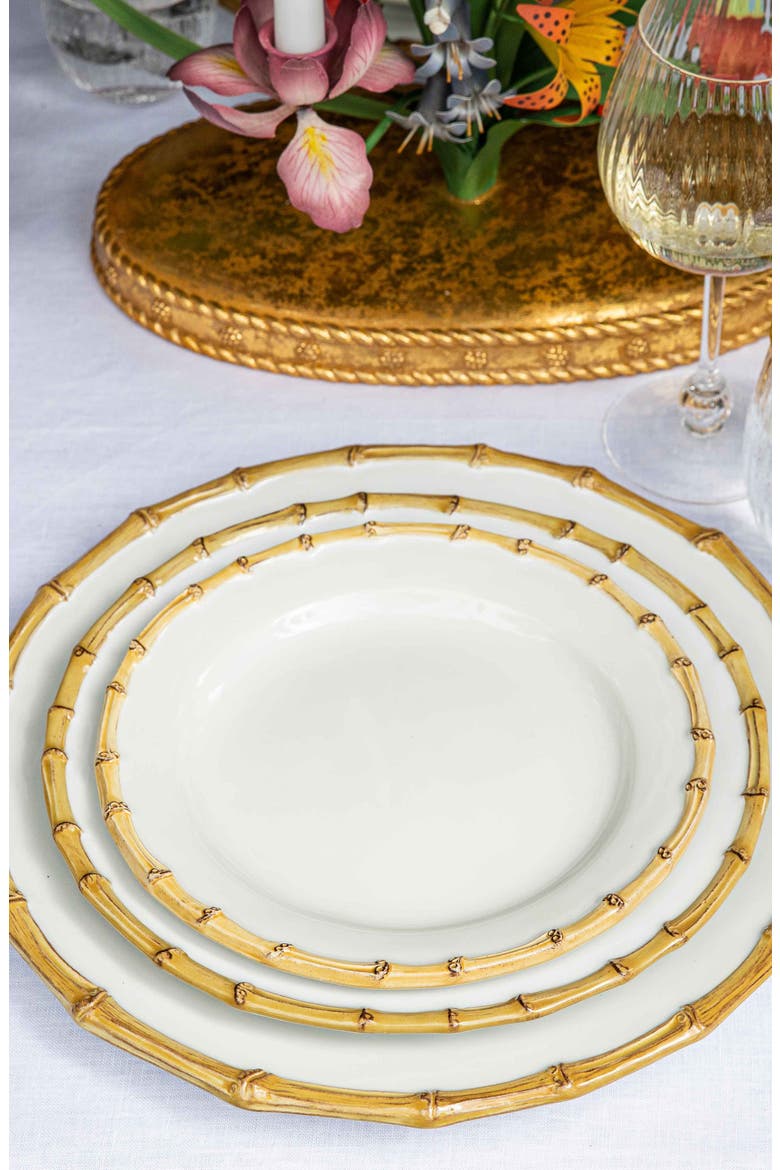 Bamboo Ceramic Dessert/Salad Plate, Alternate, color, WHITEWASH/ BAMBOO NATURAL