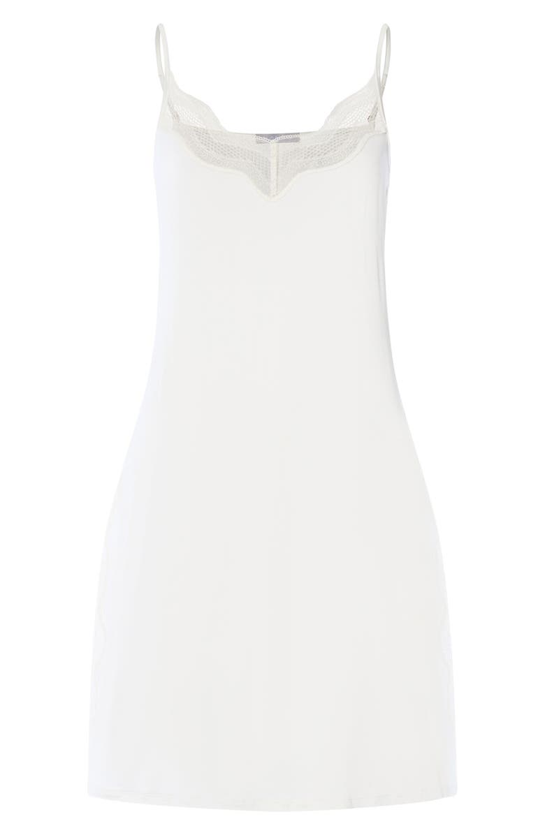 Hanro Cira Tulle Lace Trim Slip, Alternate, color, Off White