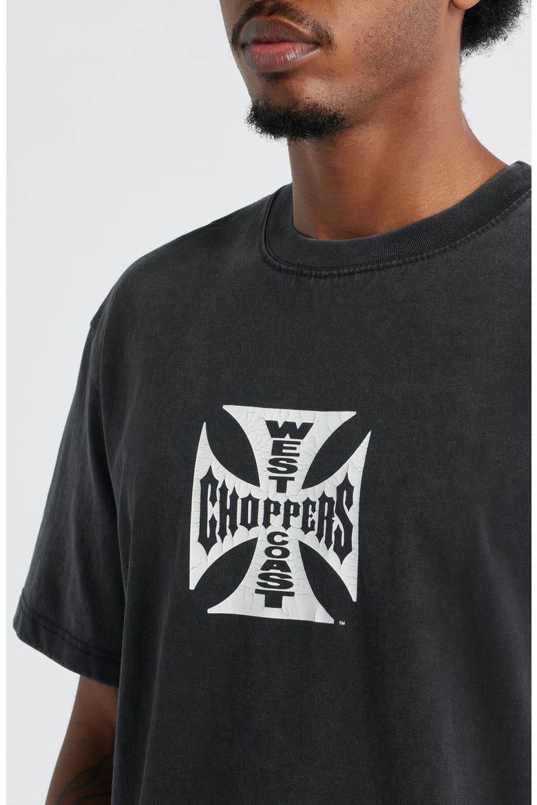 West Coast Choppers Distressed Core Logo Cotton Graphic T-Shirt, Alternate, color, WASHED BLACK