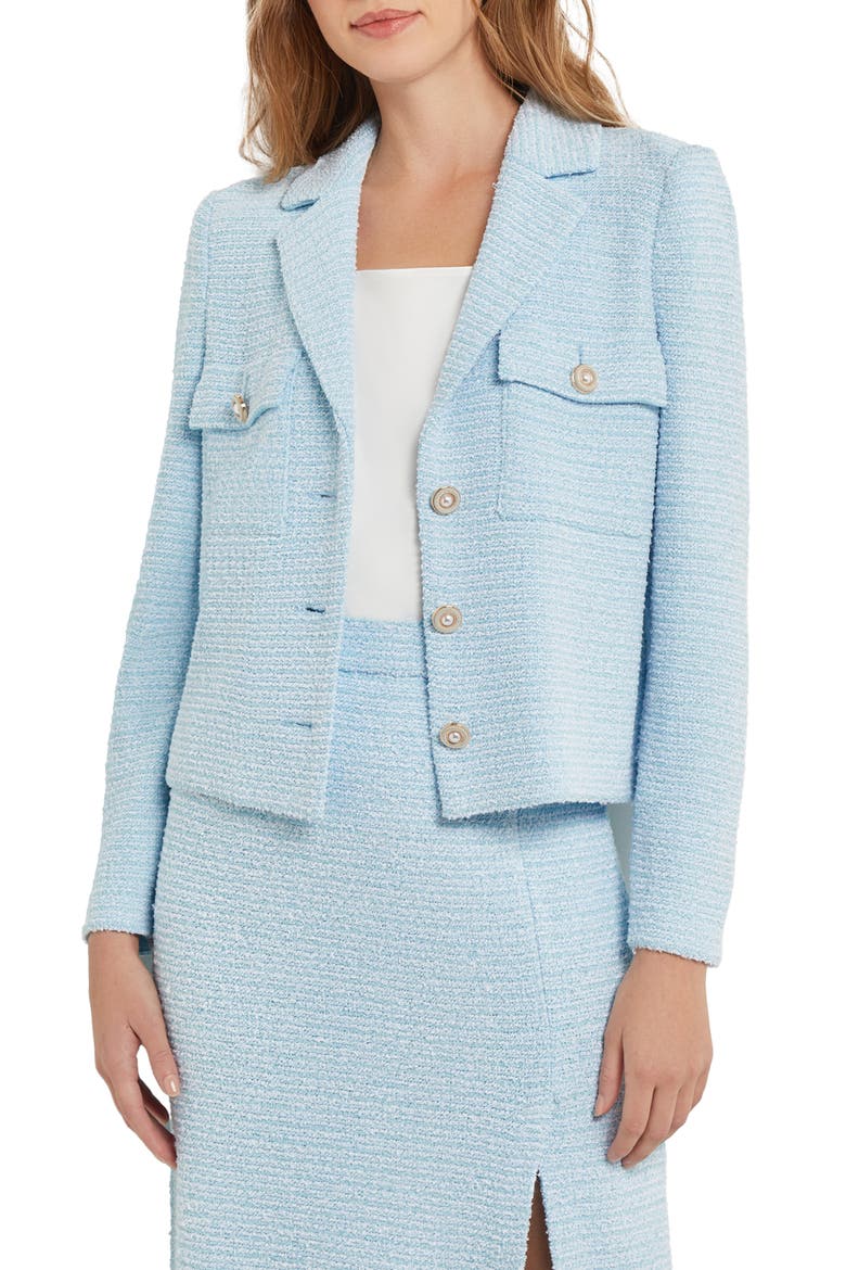 Tweed Jacket, Main, color, CARIBBEAN MIST/ WHITE
