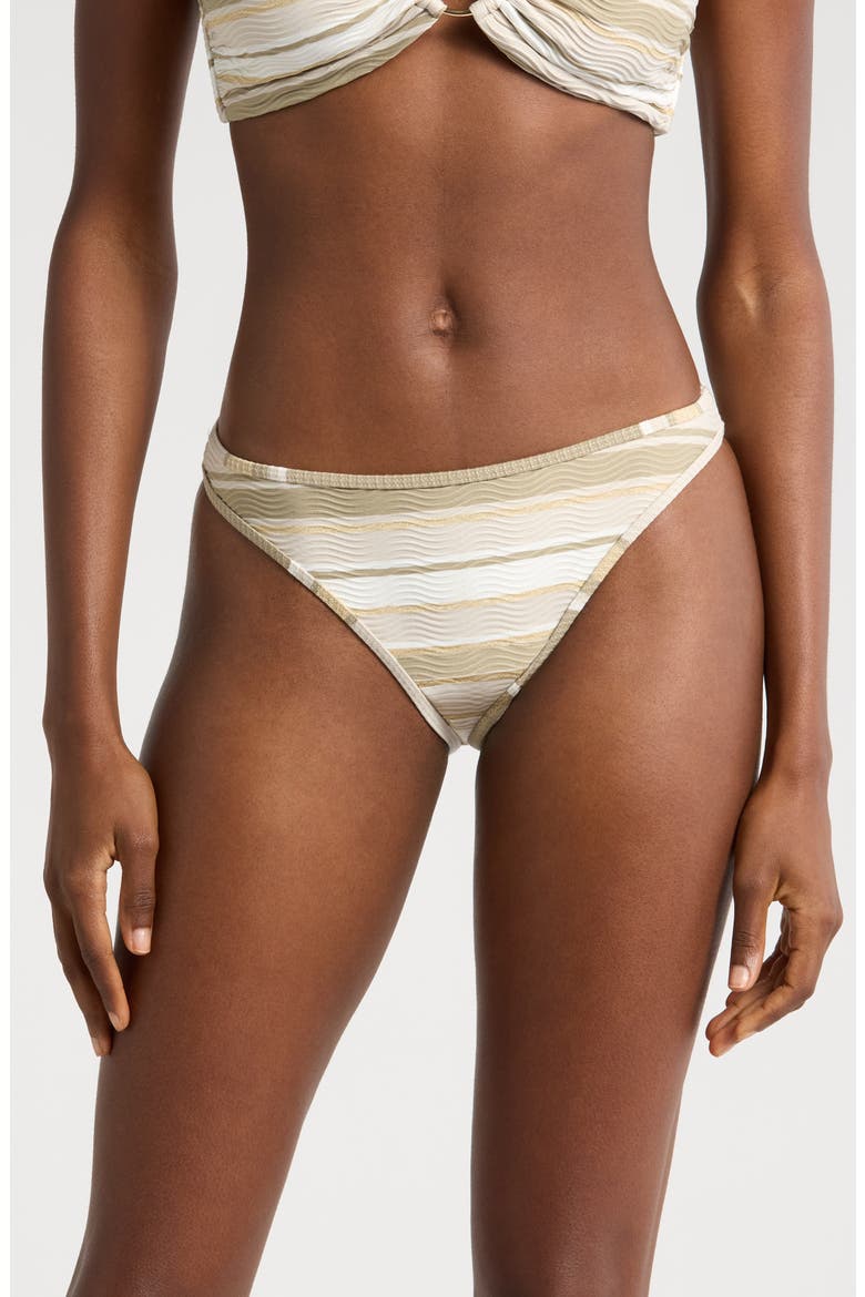 Isla Metallic Stripe Bikini Bottoms, Main, color, SANDSTONE STRIPE