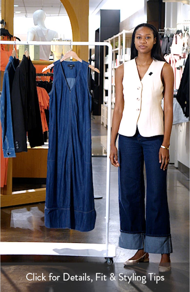 V-Neck Denim Maxi Dress with Pockets, sales video thumbnail