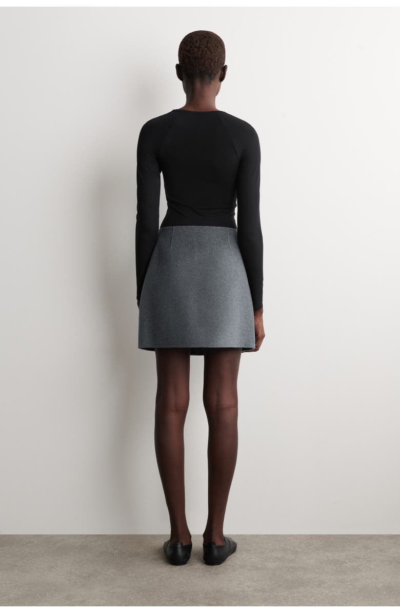 COS Buttoned Double-Faced Wool Mini Skirt, Alternate, color, Gray